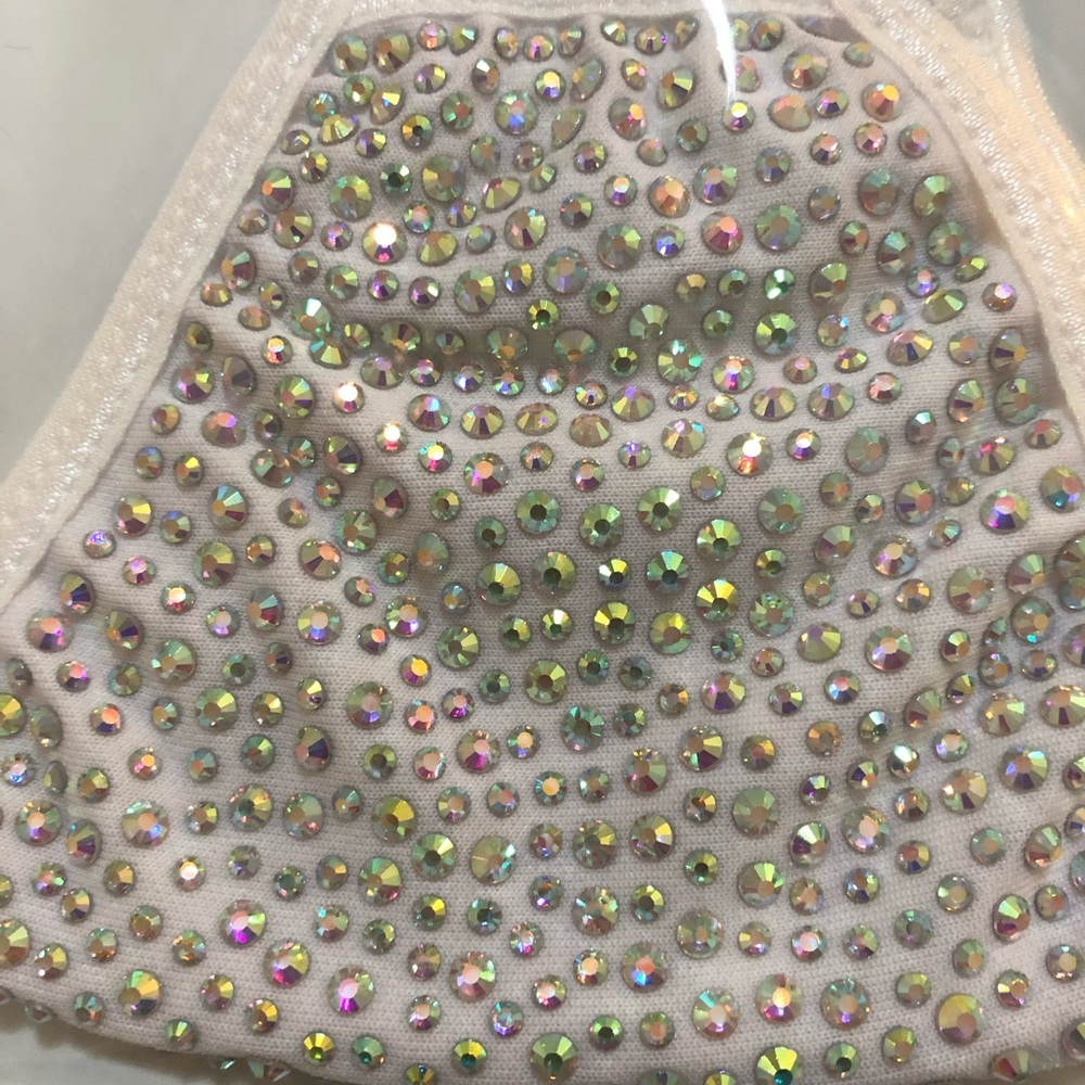 White with silver bling rhinestones face mask.